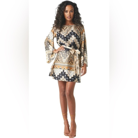 NWT MISA Twiggy Mini Dress Sz M Alhambra Mosaic Satin - Picture 4 of 12